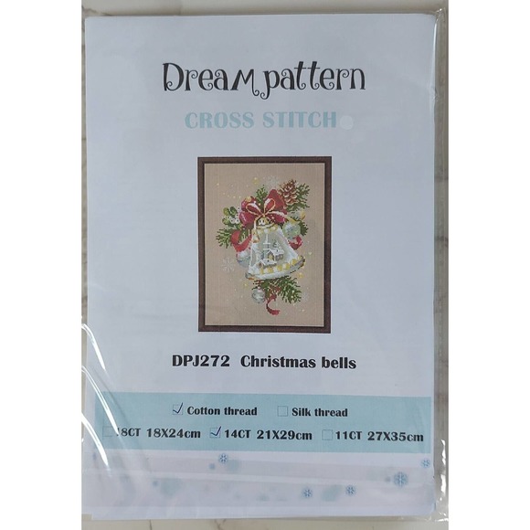Christmas Bells Cross Stitch Kit Needlepoint complete Kit 433 - Picture 2 of 2